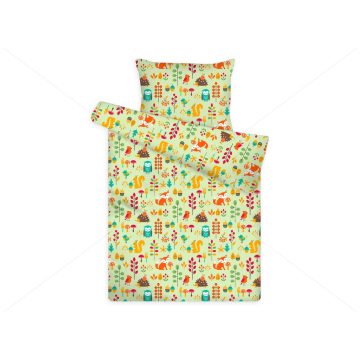   Pitypang Gyerek paplan és párna garnitúra, zöld erdei állatok