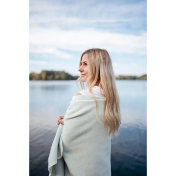Biederlack Cotton Comfort PEARL AQUA pamut pléd, 150x200 cm