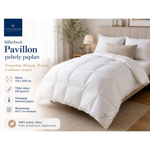 Billerbeck Pavillon egyszemélyes pehelypaplan 135x200 cm – átmeneti vastag, 100% pamut huzat, pehely töltet