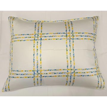 Billerbeck Bianka kispárna huzat, Rácsos kék-sárga