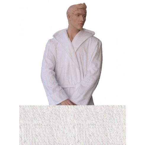 Kapucnis Unisex Frottír Köntös Fehér színű   (S-3XL)