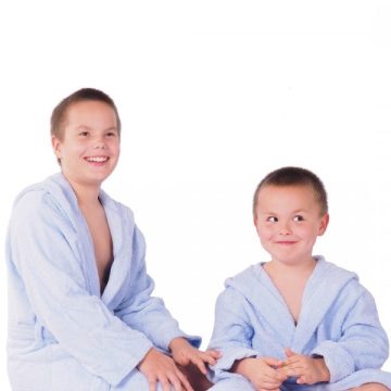 Kapucnis Gyerek Frottír Köntös Világoskék