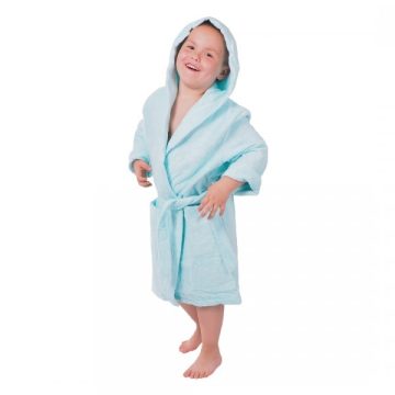 Kapucnis Gyerek Frottír Köntös Vízzöld