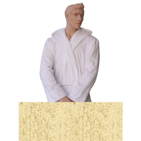 Kapucnis Unisex Frottír Köntös Krém színű   (S-3XL)
