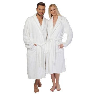   Sálgalléros Unisex Frottír Köntös Fehér színű   (S-3XL)