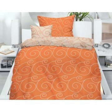   TEKLA narancs dupla ágyneműhuzat, 5 részes narancs-fehér ágynemű garnitúra